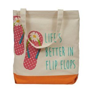 Summer Canvas Beach Bag Market Shopping Tote "Better in Flip Flops"